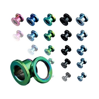 Šperky eshop tunel do ucha z titanu anodizovaný více barev se šroubováním AC1.03 fialová