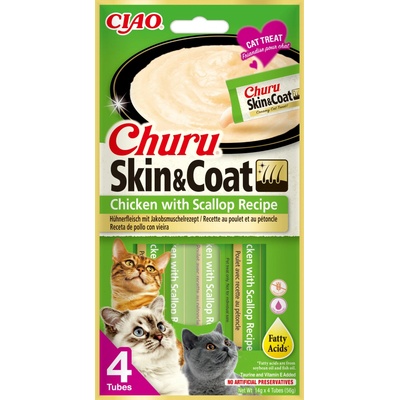 Churu Cat Skin & Coat Chicken with Scallop Recipe 4x14 g