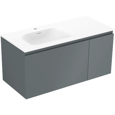 Orio шкафче за баня 100 см с мивка Вела лява, 1S, 1D, графит мат/бяло мат (91A13-10047-3-BBFF66-W23L01)