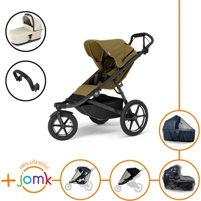 Thule Set 7v1 Urban Glide 3 Nutria green 2024 + madlo + korbička Soft beige + JOMK příslušenství