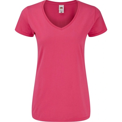 Fruit of the Loom Tričko Lady-Fit Iconic 150 V-Neck T s výstřihem do V krátký rukáv dámské COT-16144431000 Fuchsia