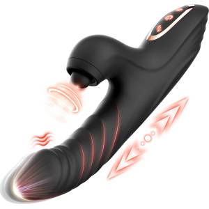 SuperLove Powerful Thrusting G-Spot Rabbit Vibrator Black