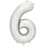 Party Deco Матиран Фолиев Балон Цифри Сребро 86 см - 6 (fb1s-6-018)