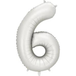 Party Deco Матиран Фолиев Балон Цифри Сребро 86 см - 6 (fb1s-6-018)