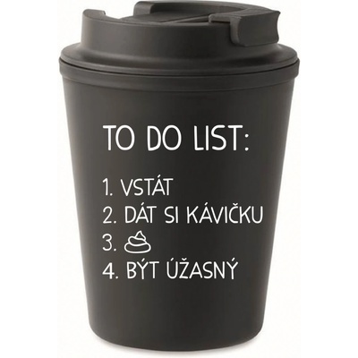 Giftela TO DO LIST BÝT ÚŽASNÝ černý termohrnek 300 ml