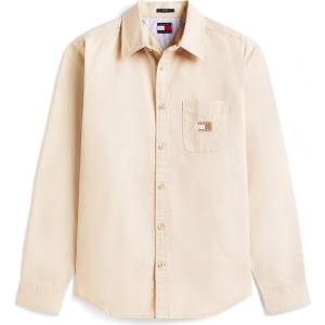 Tommy Hilfiger Риза Tommy Jeans Men's Washed Twill Long Sleeve Plain Shirt - Gulf Sand