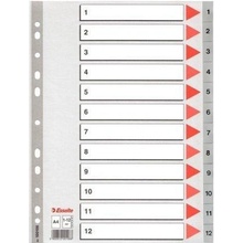 ESSELTE Rejstříky, šedá, A4, plast, 1-12, ESSELTE 400436