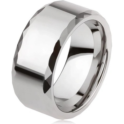 Šperky eshop Wolframový prsten stříbrné geometricky broušené okraje hladký povrch AB34.09