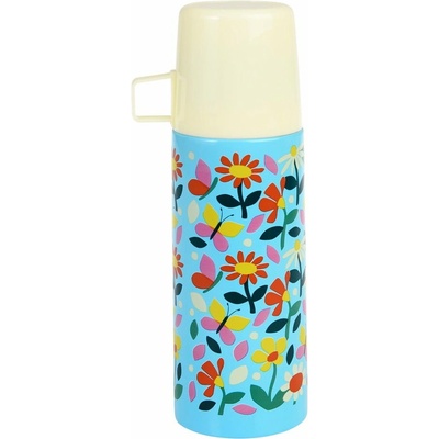 Rex London Modrá krémová detská termoska 350 ml Butterfly Garden