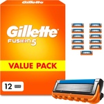Gillette Fusion 5 Blades for Men, 12 Original Razor Blades, Orange - 8700216478304