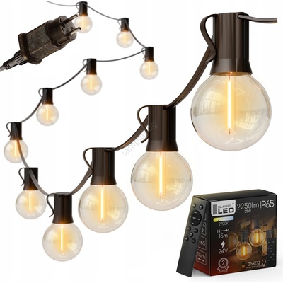 SmartLED LED димируема външна гирлянда 25xE12/1W/24/230V 17, 5 m IP65 черна + дистанционно управление (SD0125)
