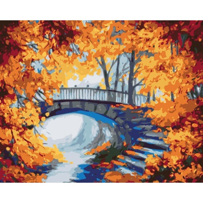 zuty Malování podle čísel Schody v podzimním lese 80 x 100 cm vypnuté plátno na rám