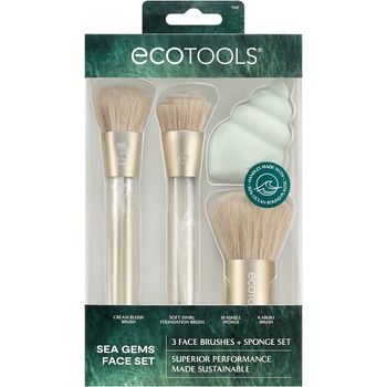 EcoTools Sea Gems EcoTools Cream Blush Brush štetec na lícenku 1 ks + EcoTools Soft Swirl Foundation Brush štetec na make-up 1 ks + EcoTools SeaShell Sponge hubka na make-up 1 ks + EcoTools Kabuki Bru
