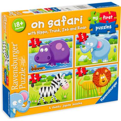 Ravensburger Пъзел Ravensburger 4 в 1 - На сафари (07301)