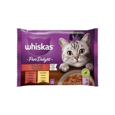 Whiskas Pure Delight hovězí a kuřecí jelly 4 x 85 g