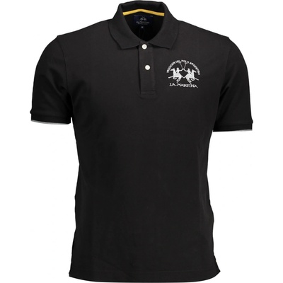 La Martina MEN'S BLACK SHORT SLEEVED polo SHIRT černá
