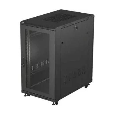 Lanberg Комуникационен шкаф, Lanberg Rack Cabinet 19" Free-Standing 22U/600X1000 (FlAT Pack) With Mesh Door Black (FF01-6022-23B)