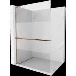 Mexen Kioto+ L стена за душ с рафт Walk-in 100 x 200 см, прозрачно/мразовито, розово злато - 800-100-123-60-35 (800-100-123-60-35)