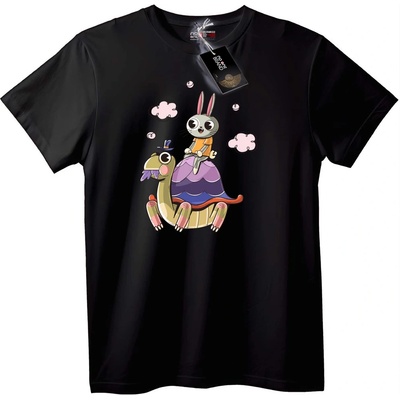 NOONEBRAND Тениска заек язди дракон - 4XL, Black