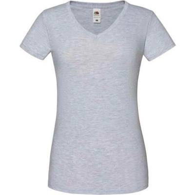 Iconic Vneck Fruit of the Loom Women's Grey T shirt šedá