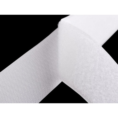 Suchý zip háček + plyš šíře 10 cm, střední, 1 bílá