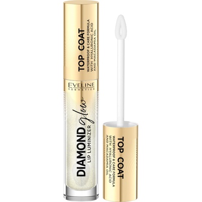 Eveline Cosmetics Diamond Glow trblietavý lesk na pery s kyselinou hyalurónovou 12 Top Coat 4,5 ml