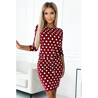 Numoco 13-164 Спортна рокля с връзване и джобове - бордо + точки numoco | Zelen | ЖЕНИ | XS