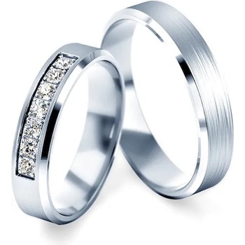 Image 1 of SAVICKI Сватбени халки: бяло злато, скосени. 4 мм