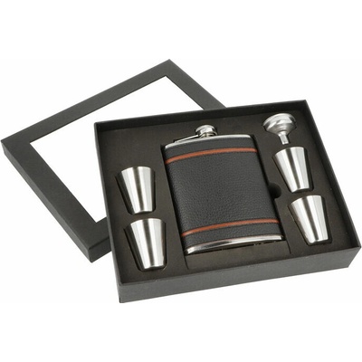 KRCZ Placatka nerezová + pohárek sada koženka černá – Zboží Dáma