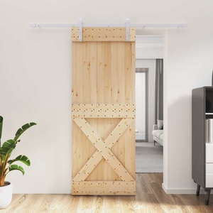 vidaXL Преплъзваща се врата Естествено и бяло 80 x 210 cm (3444964)