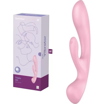 Вибратор с клитор стимулатор и масажор, 24см. - Triple Oh Pink (SATISFY418)