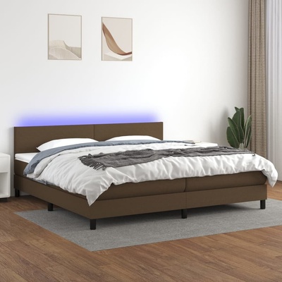 vidaXL 11461.3133024 Boxspring postel s matrací a LED tmavě hnědá textil
