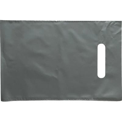 LDPE taška bez spevneného prehmatu a zloženého dna, dĺžka 30 cm, šírka 20 cm, strieborná