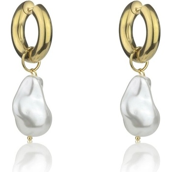 Marc Malone Elegantné pozlátené náušnice 2v1 s perlou Mira MCE24016G