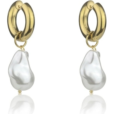 Marc Malone Elegantné pozlátené náušnice 2v1 s perlou Mira MCE24016G