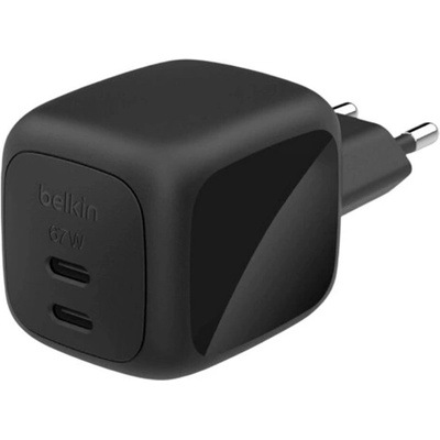 Belkin BOOSTCHARGE PRO мрежово зарядно устройство с 2 Type-C порта, 67 W, PD бързо зареждане, ЧЕРНО WCH020KQBK (WCH020KQBK)
