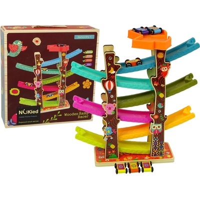 Mamido Dřevěná autodráha s 6 autíčky