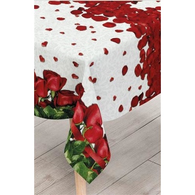 Ubrus PVC 116B, metráž, 20 m x 140 cm, lístky červených růží, IMPOL TRADE
