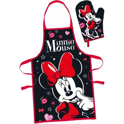 Euroswan Dámská zástěra Minnie set s rukavicí červenočerná