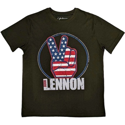 John Lennon Peace Fingers US Flag Military Green XL Риза (JLTS04MMG04)