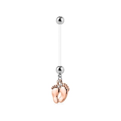 Šperky4U těhotenský piercing do pupíku stopy WP01084-RD
