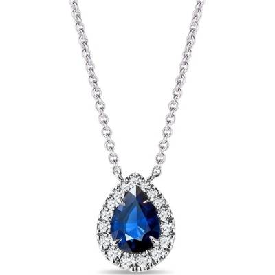 Klenota Elegantný diamantový náhrdelník z bieleho zlata so zafírom k0814042