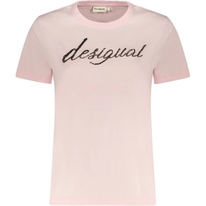 DESIGUAL Дамска тениска с къс ръкав desigual, Размер l, Цвят Роза (26swtk08_rs3025)
