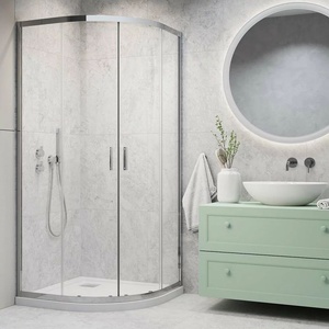 Radaway Комплект душ кабина Alienta A 80x80 см, бяло душ корито Tinos A Compact и хромиран сифон за душ корито (202301)