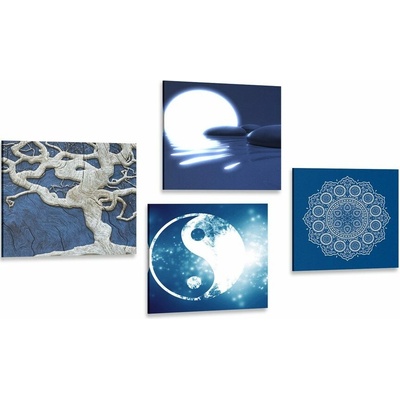 Set obrazov Feng Shui v modrom prevedení