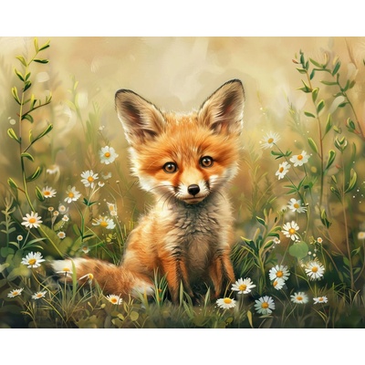 ZUTY Obrazy na stenu - MLÁDE LÍŠKY V KVETOCH Rámovanie: vypnuté plátno na rám, Rozmer: 40x50 cm