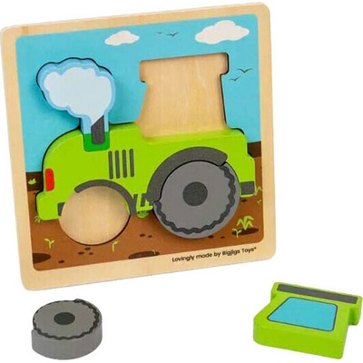 Bigjigs Vkládací puzzle traktor