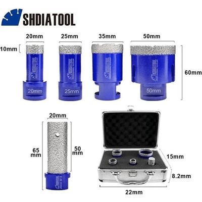 SHDIATOOL Боркорони диамантени 20-50 мм с диамантен пръст shdiatool (uni-09582)