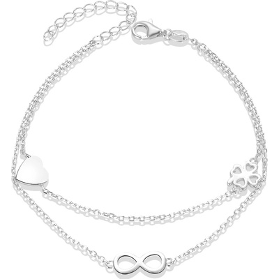 AGATO Dvojitý stříbrný náramek se symboly AGB636/21