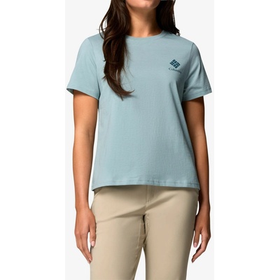Bavlnené tričko dámske Columbia Rolling Bend Graphic S/S crushed blue/stacked gem mini